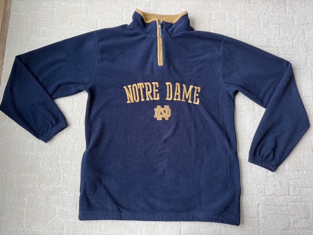 VTG Russell Athletic NOTRE DAME Quarter Zip EMBROIDERED Fleece
